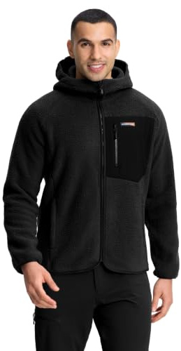 Pioneer Camp Fleecejacke Herren mit Kapuze Warm Atmungsaktiv Teddy Jacke Reißverschluss Feuchtigkeitstransportierend Outdoor Jacken mit 5 Taschen für Outdoor Wandern Trekking