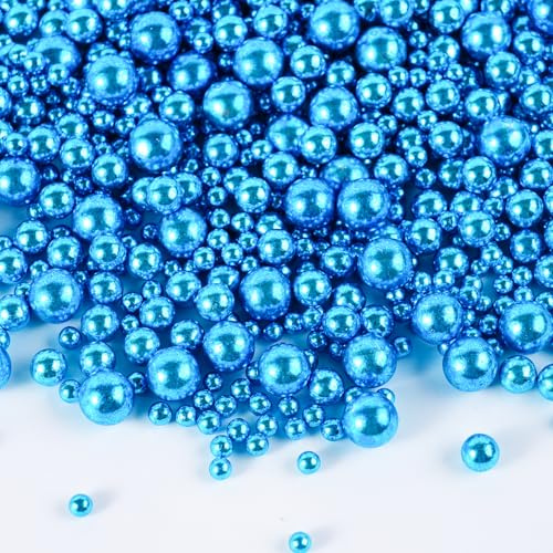 Blau Zuckerperlen 120g - Blaue Perlen in Mehreren Größen - Lebensmittelsichere Dekoration für Kuchen, Cupcakes, Plätzchen & Torten - Backzutaten für Kekse, Desserts und Weihnachtsgebäck