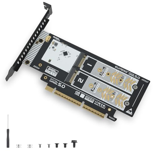 Adattatore Dual M.2 NVMe su PCIe 5.0, scheda di espansione SSD PCI-Express NVMe 2 x 128 Gbit/s Supporta slot PCIE X8 X16 per SSD M Key/B&M Key 2230 2242 2260 2280