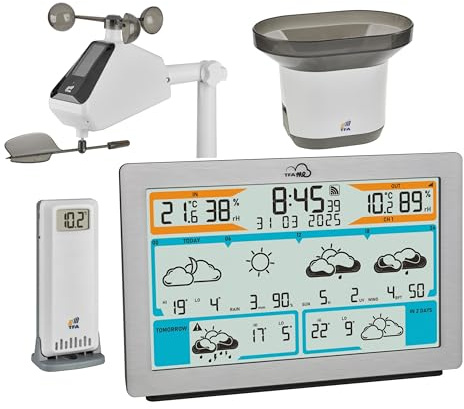 TFA Dostmann WLAN Wetterstation TFA.me ID-02, 35.8100.54.89 Profi-Wettervorhersage durch wetter.com 3 bis 6 Tage, Online-Portal, inkl Windmesser, Regenmesser, Thermo Hygrosender, Warnfunktion