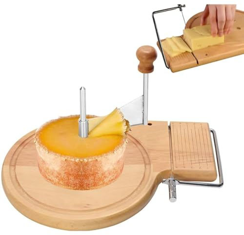 Beech Wood Cheese Curler, Cheese Slicer & Cheese Cutter, Hard & Soft Cheese Adjustable Thickness Shaver Wheel Curler Spinner Peeler, for Chocolate Shaving Machine Without lid