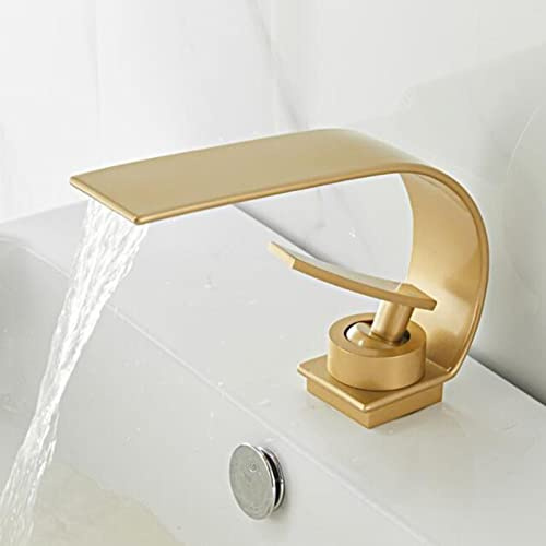 PJKTBEYI Robinet de lavabo Cascade en Laiton for Salle Bain, Eau Chaude et Froide, Trou Unique-D(D)