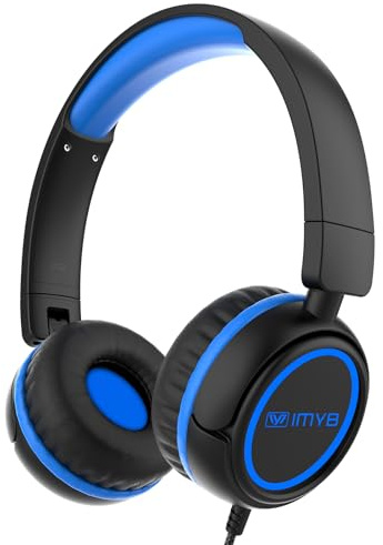 IMYB Kinder kopfhörer, Kopfhörer für Kinder mit Kabel, faltbar, Stereo Sound, Sichere Lautstärkebegrenzung, 3,5 mm Jack, On Ear Kinderkopfhörer für Schule, Junge, Mädchen, Tablet, PC, Schwarzblau