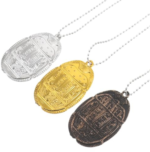 3 Stück Ägyptische Skarabäus Halskette Vintage, aus Kunststoff | Handgefertigte Deko, Vielseitig für Geburtstage und Feiertage, für Damen und Herren, Elegantes Design