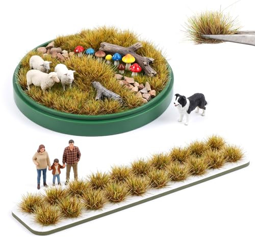 ADLABLD 32Pcs Static Grass Bushy Tufts Lowland Shrubs Model Kit, Tuft Terrain Models Kit for Train Landscape Railroad Scenery Sand Layout Model Miniature Bases and Dioramas