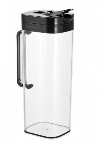 EVERGOODS 2L Water Jug for Fridge with Lid Leakproof Plastic Pitcher | Space-saving square design fits fridge doors while keeping cold drinks easily accessible (Black)