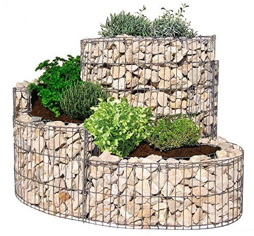 bellissa – Gabionen Kräuterspirale verzinkt 110x90x60cm - Kräuterschnecke Bausatz - Hochbeet Pflanzring für Kräuter & Gemüse mit Trennfolie - Witterungsbeständig & langlebig - Für Garten & Terrasse