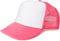 styleBREAKER Unisex 5-Panel Trucker Cap mit Mesh-Einsatz | verstellbares Basecap mit Click Snap Verschluss | luftiges Netz Cap für Damen und Herren, Farbe:Weiß-Neonpink