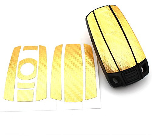 Finest Folia Schlüssel Folie K141 für 3 Tasten Auto Schlüssel (nur Keyless Go) Folien Cover (Gold Carbon)