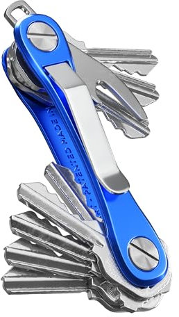 KeySmart Rugged - Multi-Tool Key Holder with Bottle Opener and Pocket Clip (up to 14 Keys, Blue)
