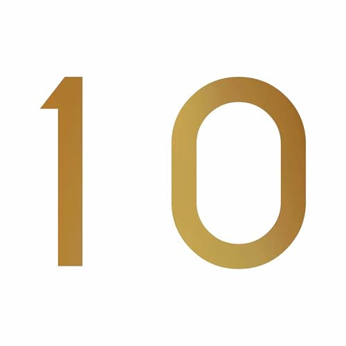 1peak Aufkleber Zahl 10 in Gold, 5 cm hoch, Zahlenaufkleber für Haus, Auto, Motorrad und Allen glatten Flächen, wetterfeste Klebezahlen