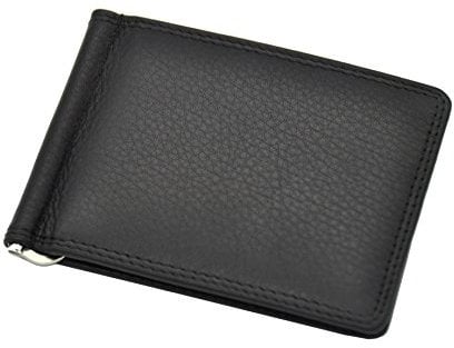 Jockey Club echt Leder Dollar Clip Geldklammer Kreditkartenetui mit RFID NFC Schutz Blocker Nappaleder schwarz