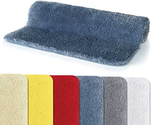 Spirella Badteppich Badvorleger Duschvorleger Fino Supersoft Hochflor waschbar, rutschfest Badematte 40x60 cm – Blau, Blue, 40 x 60 cm