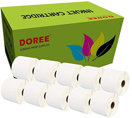 10 Rollen Doree White Direct Thermoetiketten 102 x 152 mm für Zebra GK420D, GX420D, GK420T Thermodruck, 300 Etiketten pro Rolle, Kern 25 mm, 3000 Etiketten (10 Rolls LZ-102-152-25)