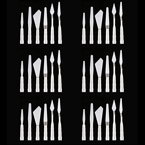 Luckycivia 6 Set Palette Knives Set, Plastic Spatula with Six Different Item, Thin and Flexible Art Tools for Painting （36PCS）