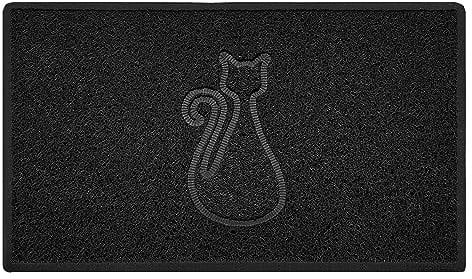 Nicoman CAT Embossed Shape Door Mat Dirt-Trapper Washable Barrier Doormat-(Use Indoor or Sheltered Outdoor)-(75x44cm/29.5x17.3inches,Medium) Black