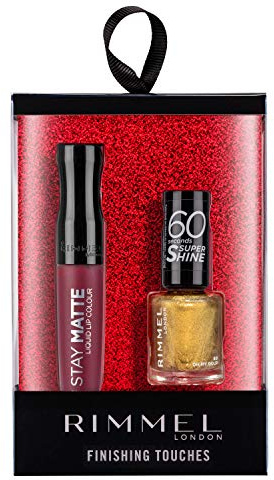 Rimmel Finishing Touches Duo Gift Set, Includes Festive Stay Matte Liquid Lip Colour and 60 Seconds Super Shine Nail Polish