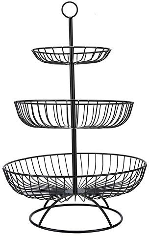 Atyhao Plateau pour desserts et assiettes à fruits, moderne, plat à fruits à 3 étages, fer noir