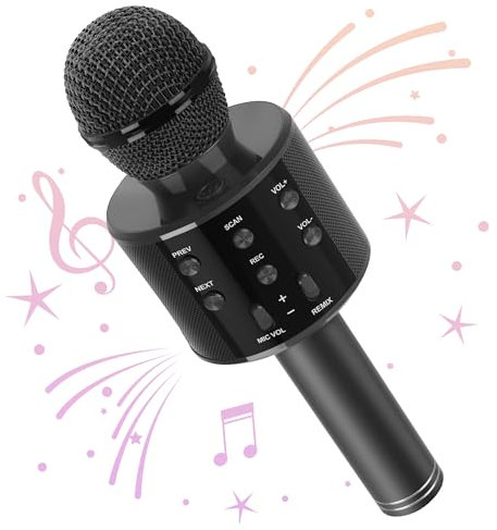 Wowstar Karaoke Wireless Microphones, Bluetooth Microphones for Kids Adults, Children Portable Microphone Speaker Voice Changer for Boy Girl Toy, Home KTV Player for Party Singing Gift