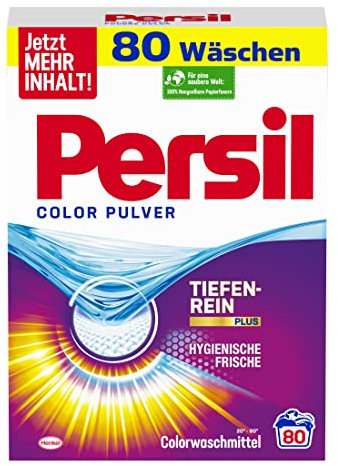 Persil Color Pulver Tiefenrein Waschmittel (80 Waschladungen), Colorwaschmittel für reine Wäsche und hygienische Frische für die Maschine, effektiv von 20 °C bis 60 °C