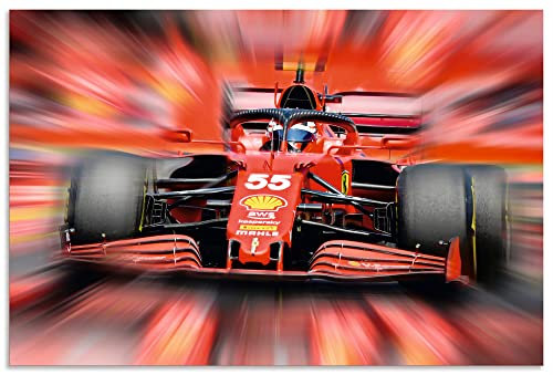 ARTland Wanddeko Wandbild Alu Verbundplatte für Innen & Outdoor Bild 120x80 cm Carlos Sainz Junior Spanien Ferrari Rennfahrer Auto Formel 1 Rennen Sport U3OX