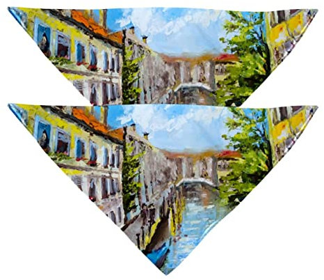 Hundehalstuch, Venedig, Italien, Mädchen, Jungen, Haustier-Lätzchen, Halstuch, waschbar, Zubehör für kleine, mittelgroße und große Hunde, Welpen, Katzen, Haustiere, 2 Stück