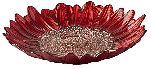 Anton Studio Designs - Dekorative Schüssel - große Tischdekorationschale - Durchmesser: 32 cm - Dekorative Glasschale für Wohnkultur - rote Sonnenblume