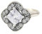 TYERY Bague Pour Femme en Argent Sterling 925 Design de Niche Diamant Carré Bague en Pierre Blanche Feuille VintageDiamants blancs,