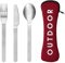 GRÄWE Reisebesteck-Set, Edelstahl Campingbesteck, wiederverwendbar, 3-teilig inkl. Etui, mit Messer Gabel Löffel, BPA-frei, rote Hülle