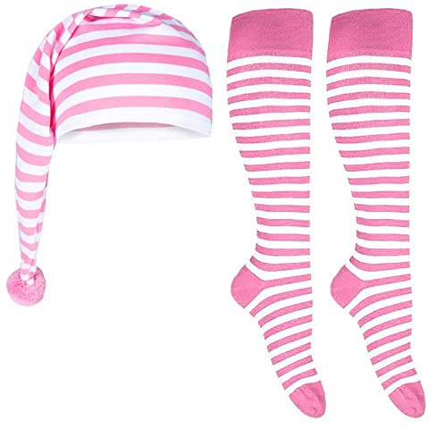 Goldschmidt Ringelstrümpfe & Zipfelmütze | Set für Erwachsene & Kinder | Kniestrümpfe Schlafmütze Ringel Streifen | Fasching Karneval