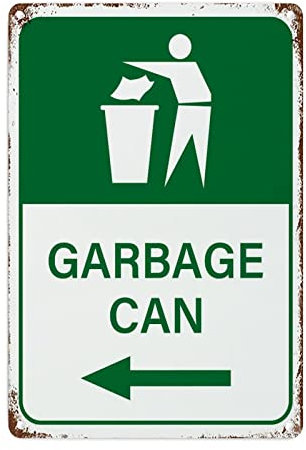 WoGuangis Panneau d'avertissement en métal pour poubelle - Panneau vintage - Panneau de rue - Panneau de sécurité - Décoration murale en métal pour rue, porte, clôture, jardin - 45,7 x 30,5 cm