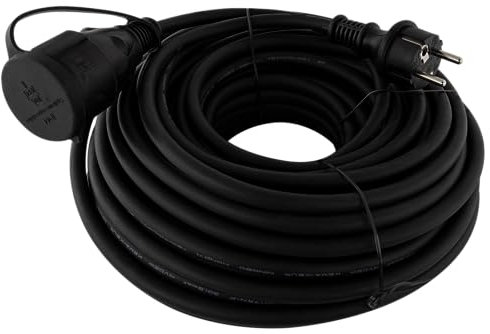 REV Verlängerungskabel 25m außen, Verlängerungskabel Aussenbereich wasserd. IP44, 3680W, 16A, schwarz