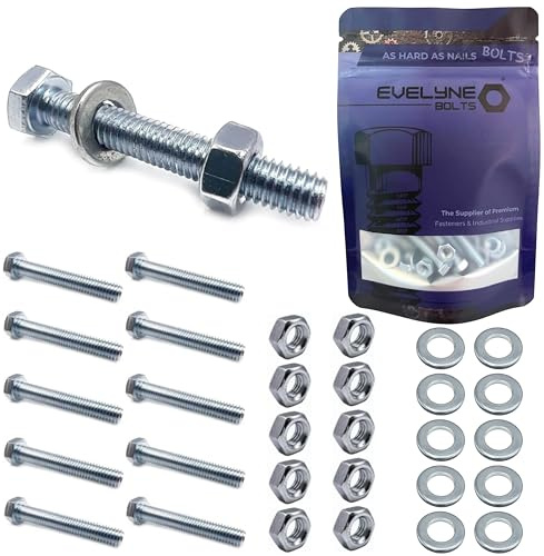 5mm Nut, Bolt & Form A Washer Set. 10 pack – M5x50 Bolts, M5 Nuts & M5 Form A Washers