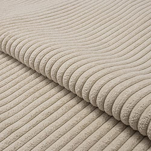 Fabreco CORDSTOFF Meterware LINKO (100 cm x 140 cm) – Superweicher Breitcord-Samt Stoff Meterware für Sofa & Stühle – Polsterstoff für Möbelstoff – Möbelstoffe, Dekostoff & Stoffe DIY (Creme 03)