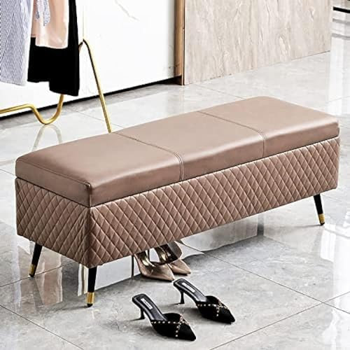 GJVBGA Leder-Aufbewahrungsbank, Premium-Aufbewahrungsbank, Polsterbank, moderne Schlafzimmerbank, Eingangsbank (Größe: 80 x 40 x 45 cm, Farbe: Braun)