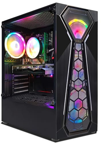 STGsivir Gaming PC, Intel 10th Gen 3.5 GHz, AMD Radeon RX 580 8GB GDDR5, 16GB RAM, 1TB SSD, 600M WLAN, BT 5.0, RGB Lüfter x 4, Windows 11, Gamer PC Computer Desktop