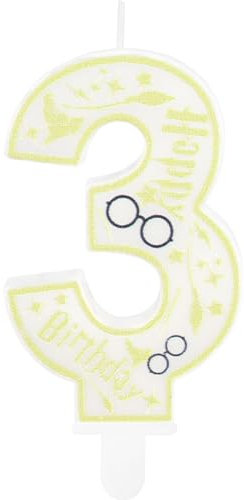Yiran Harry Birthday Candles,Magical Wizard Candle Number 3 Candle,Potter Cake Toppers Candle Decorations for Boys Kids Birthday Magical Wizard Theme Birthday Party Supplies