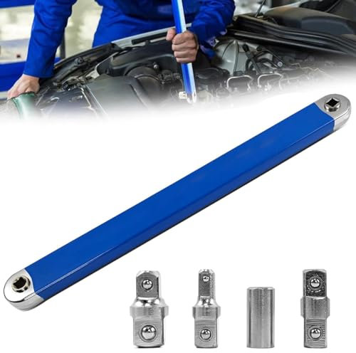 Llave de Extensión Acodada, Offset Extension Wrench - Juego de Llaves de Carraca Multifunción con Adaptador de Accionamiento de 1/2, 1/4 y 3/8, Herramienta De ReparacióN De AutomóViles En Casa