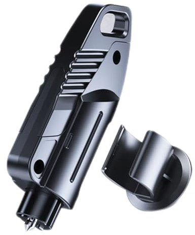 Hammerdex Nothammer mit Gurtschneider, Auto Sicherheitshammer, 2 In 1 Gurtschneider Notfallhammer, Sicherheitshammer mit Gurtmesser, fürs Auto, Bus Kompakter Notfall Hammer Rettungshammer (Black)