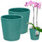 KOTARBAU® 2er Set Blumentopf Türkisfarben Keramik glasiert ⌀ 9,5 cm Höhe: 11 cm Orchideentopf Keramik Blumentöpfe Keramik Blumentopf Keramik Pflanztopf Blumentopf modern Blumentöpfe Zimmerpflanzen