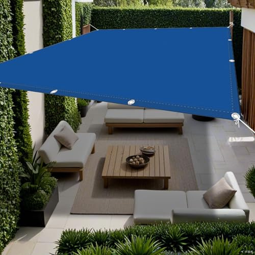 Voile d'Ombrage Imperméable 425 x 440 cm PES Toile d ombrage Imperméable 98% Protection Rayons UV Protection Solaire pour Piscine, Camping, Pergola, Bleu Foncé