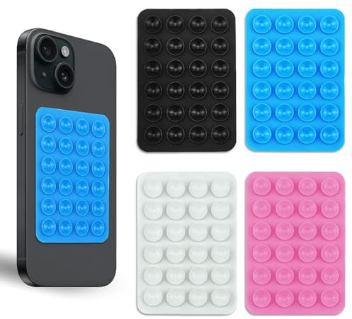 4 Piezas Ventosa Movil de Silicona, Multipropósito Ventosa para Movil, Portátil Doble Cara Ventosa Sticky Phone, Adecuado para Hogar, Oficina, Baño y Coche