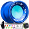 Profi Unresponsive JoJo V11 Blau, Finger Spin Trick Jo-Jo für Kinder Erwachsene, Zweifach Jo Jo V11 Legierung JoJo mit Responsive JoJo-Lager Kit + JoJo Handschuh + Tasche + 12 JoJo Saiten