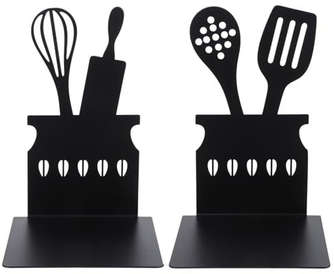 HOLIDYOYO 1paar Metall Buchstützen Mit Rutschfestem Design Im Küchenstil Dekorative Buchstopper Für Schwere Bücher Teiliges Für Zuhause Und Büro