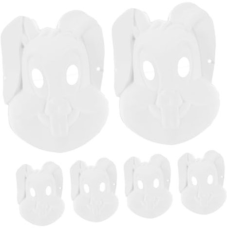 HEMOTON 30 Stk Diyt Hasenmaske Kleiderstange für Puppen Karikatur Maske für DIY halloween masken halloweenmaske leere Cosplay-Maske Hasenmasken selber machen Zellstoff Weiß