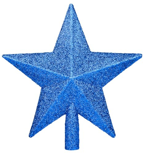 DERAYEE Étoile de Noël Bleu Marine pour Cime de Sapin, Décoration en Plastique pour Fête (Bleu Marine)