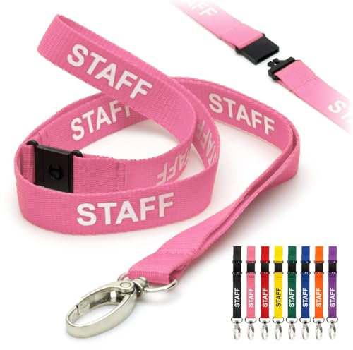 CKB Ltd Pink Staff Lanyards Breakaway Sicherheits-Umhängeband mit Drehgelenk, Metallclip für Ausweishalter, Schnellverschluss-Design, 10 Stück
