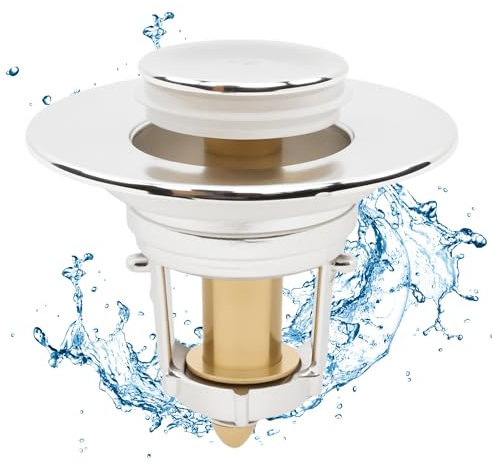 Rebongki Sink Plug Replacement, Universal Pop Up Drain Stopper with Bounce Core, Bath Basin Plug Filter with Basket Hair Catcher, kitchen Sink Strainer No Overflow for Bathroom Sink Stopper, 32-40mm