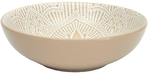 HOME DECO FACTORY, KA0456, Piatto Fondo Elegante in Ceramica Beige, Design Raffinato, Ideale per Zuppe e Pasta, Facile Manutenzione, Resistente, 185 cm, Beige