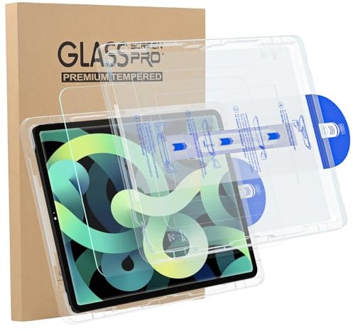 Schutzfolie für iPad 10 10.9 Zoll/ iPad 10 10th Generation, 9H Härte Schutzglas Displayfolie Panzer Schutz Glas mit Auto Ausrichtungswerkzeug Bausatz, Anti-Kratzerl, Anti-Bläschen, HD-Klarheit